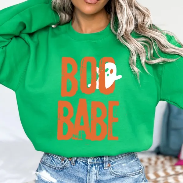 Boo Babe Ghost Halloween Graphic Sweatshirt sold by Deluxxie product image thumbnail 4