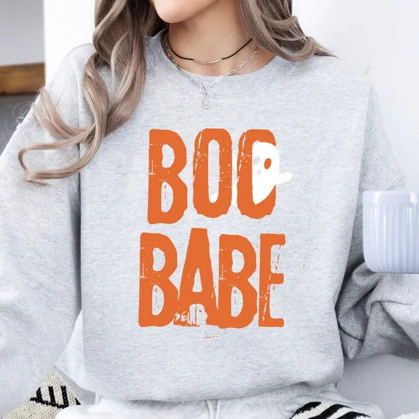 Boo Babe Ghost Halloween Graphic Sweatshirt sold by Deluxxie product image thumbnail 2
