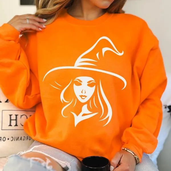 Minimalist Halloween witch graphic sweatshirt sold by Deluxxie product image thumbnail 5