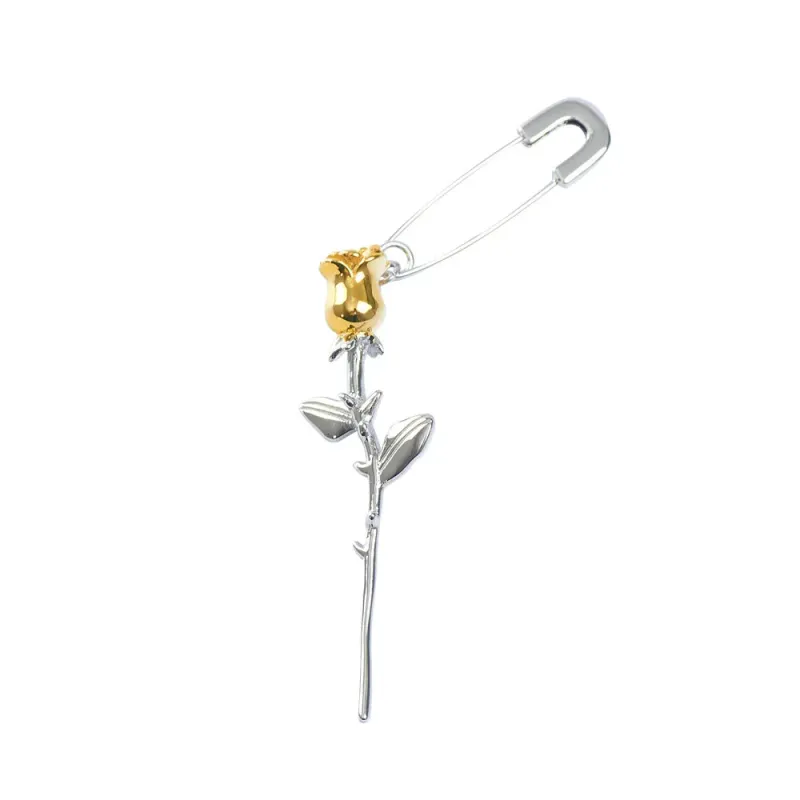 Azu Thorny Rose Pin - Silver by Marigold Shadows sold by Deluxxie