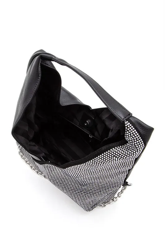Rhinestone Convertible Top Handle Hobo Bag sold by Deluxxie product image thumbnail 5