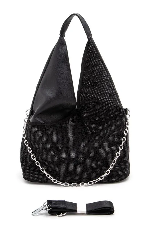 Rhinestone Convertible Top Handle Hobo Bag sold by Deluxxie product image thumbnail 3