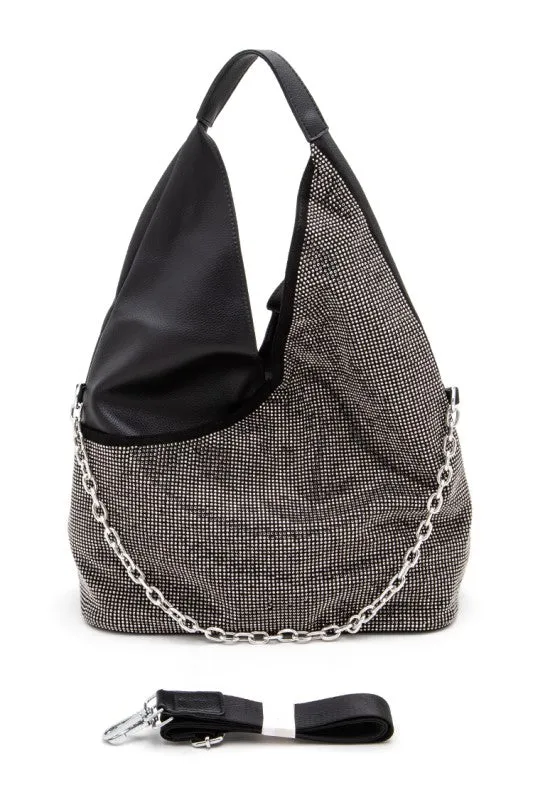 Rhinestone Convertible Top Handle Hobo Bag sold by Deluxxie product image thumbnail 4