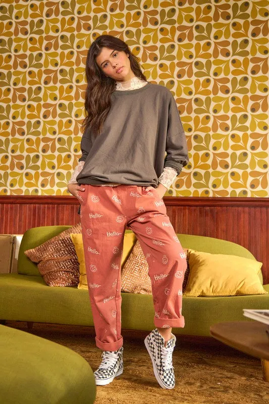 Smiley face pattern baggy causal pants sold by Deluxxie product image thumbnail 3