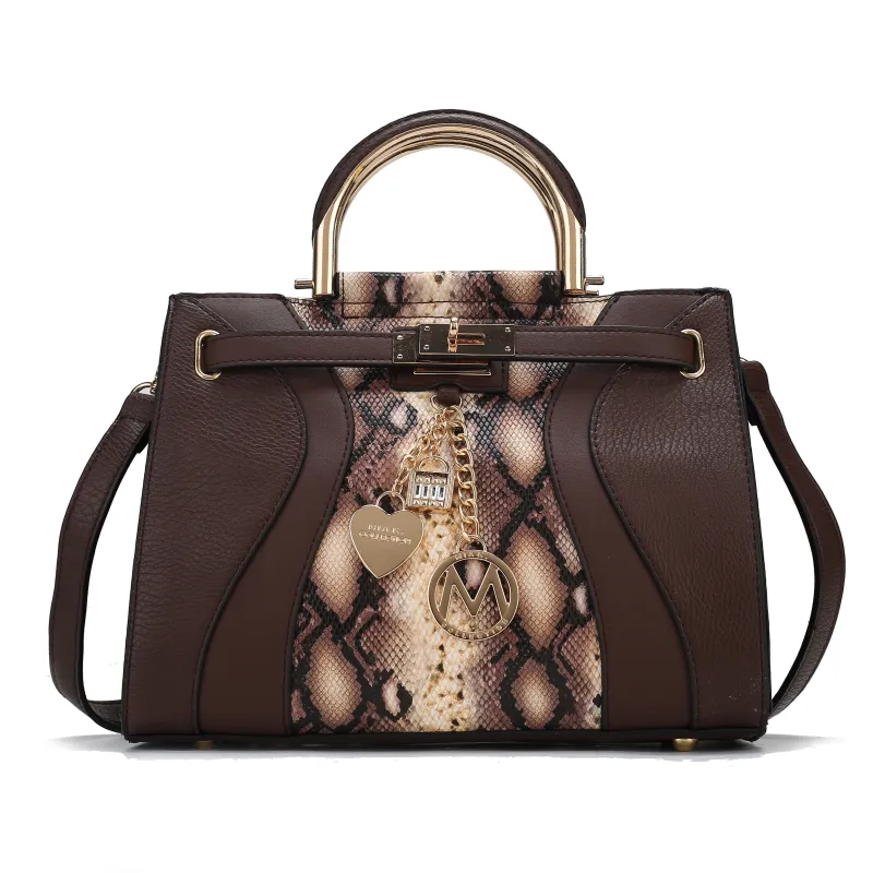 Cassia Snake embossed Satchel Bag by MKF Collection by Mia K. sold by Deluxxie