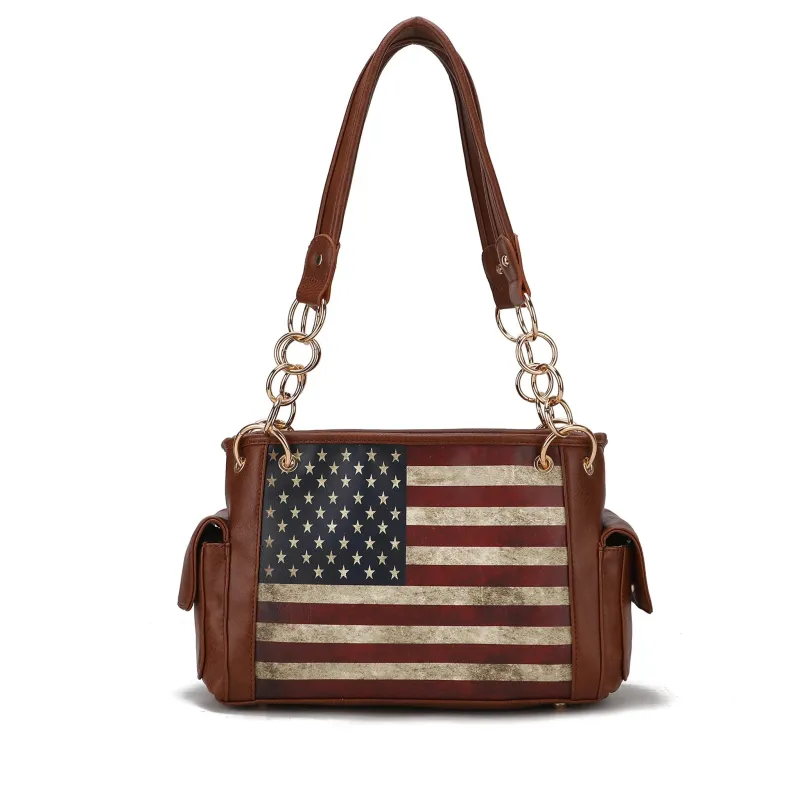 MKF Collection by Mia K. Alaina Printed Flag Shoulder Bag for Women, Vegan Leather American Flag Handbag Purse by MKF Collection by Mia K. sold by Deluxxie