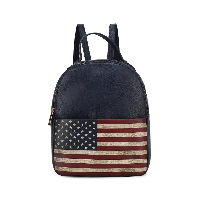 MKF Collection by Mia K. Briella Flag Print Backpack for Women, Vegan Leather Patriotic Bookbag by MKF Collection by Mia K. made by Deluxxie