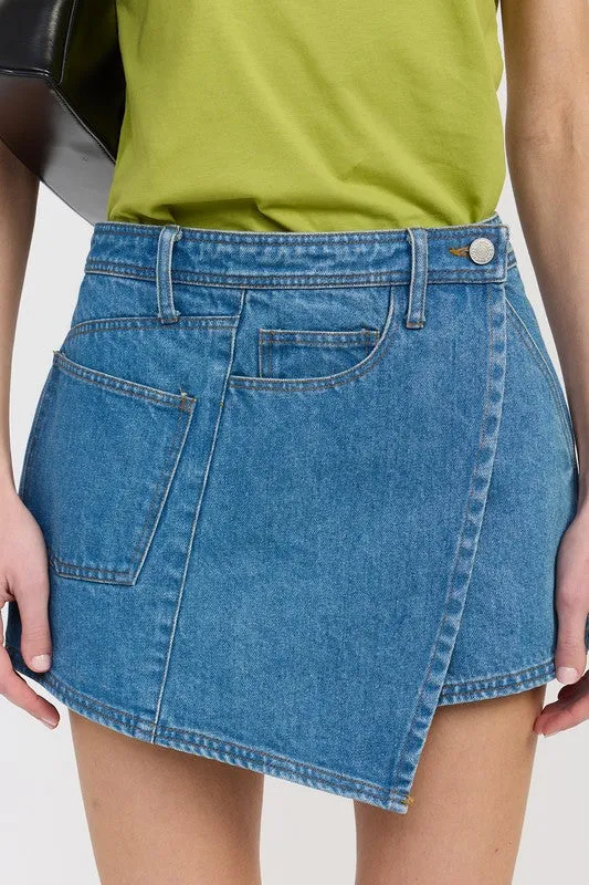 WRAPPED ASYMMETRICAL DENIM SKIRT sold by Deluxxie product image thumbnail 2