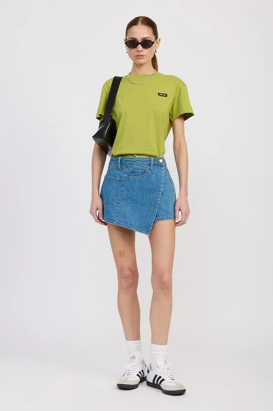 WRAPPED ASYMMETRICAL DENIM SKIRT sold by Deluxxie product image thumbnail 5