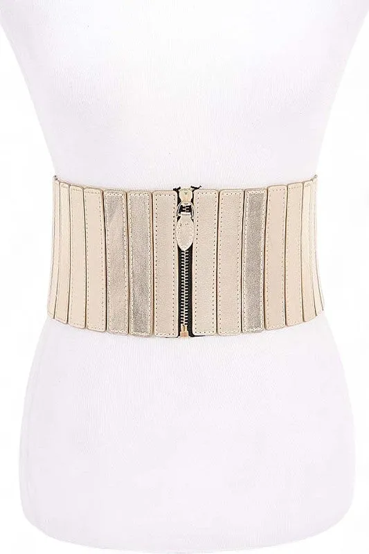 Elastic Metallic Zip Up Corset Belt sold by Deluxxie
