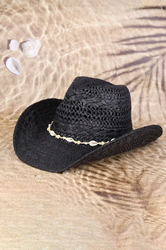 Seashell Hat Band Cowboy Straw Hat sold by Deluxxie