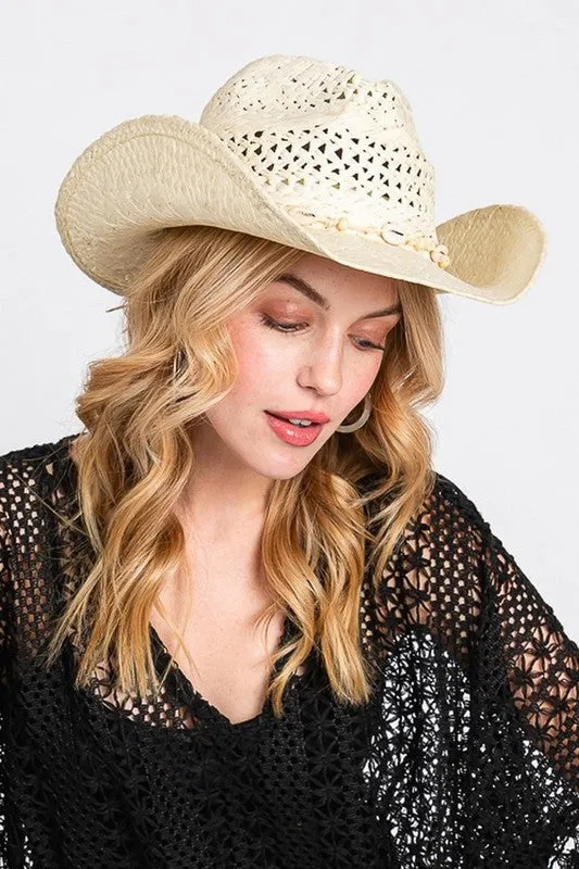 Seashell Hat Band Cowboy Straw Hat sold by Deluxxie product image thumbnail 3