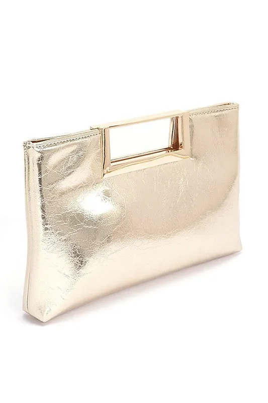 Top Handle Metallic Square Clutch sold by Deluxxie