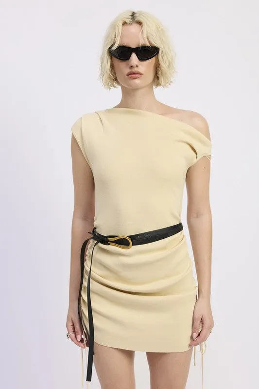 OFF SHOULDER MINI DRESS WITH DRAWSTRINGS sold by Deluxxie