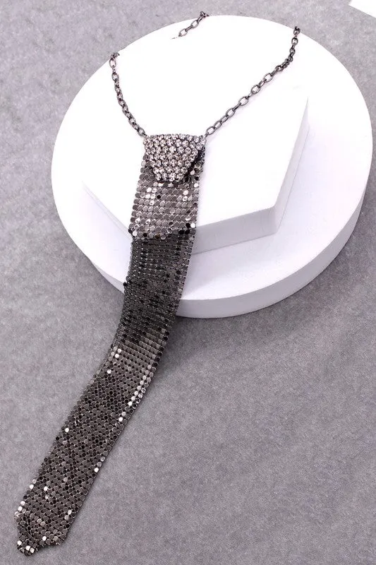 RHINESTONE TIE DROP NECKLACE sold by Deluxxie product image thumbnail 2