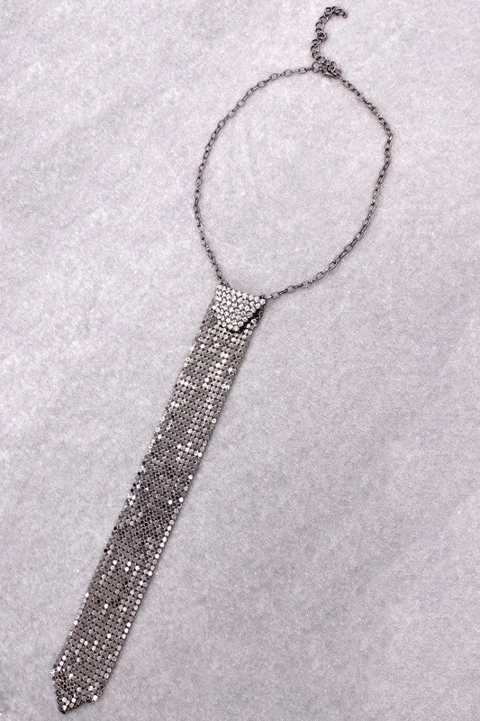 RHINESTONE TIE DROP NECKLACE sold by Deluxxie