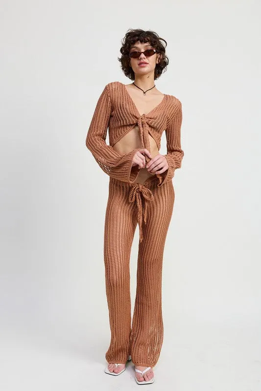 CROCHET CROPPED TOP WITH FRONT TIE sold by Deluxxie product image thumbnail 5