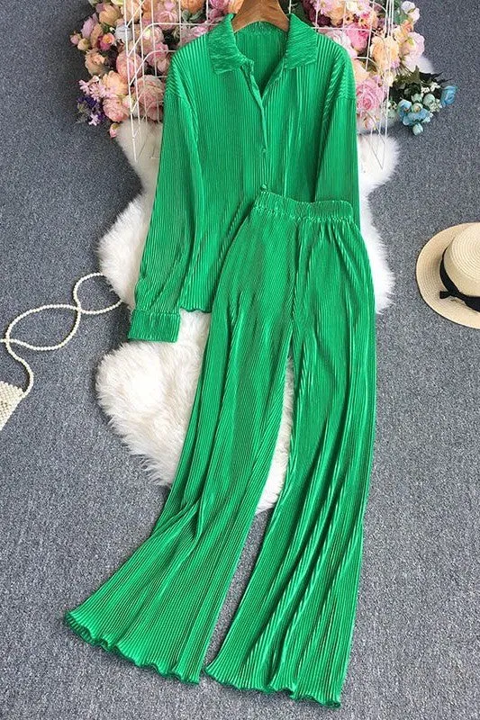 Plisse wide leg pant set sold by Deluxxie product image thumbnail 4