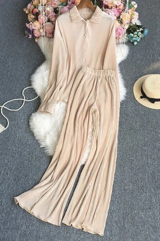 Plisse wide leg pant set sold by Deluxxie product image thumbnail 5