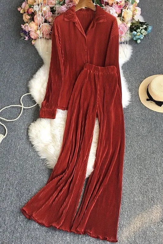 Plisse wide leg pant set sold by Deluxxie product image thumbnail 3