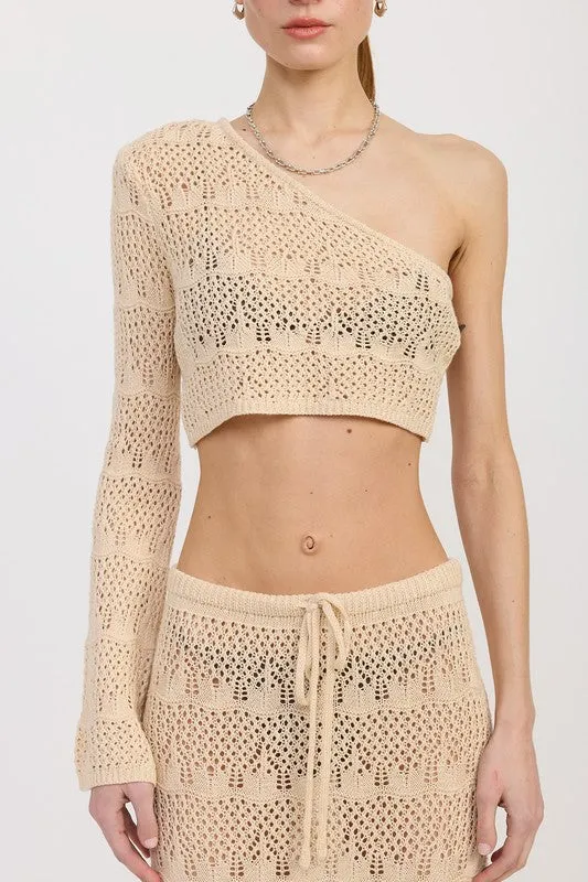 ONE SHOULDER CROCHET CROP TOP sold by Deluxxie product image thumbnail 2