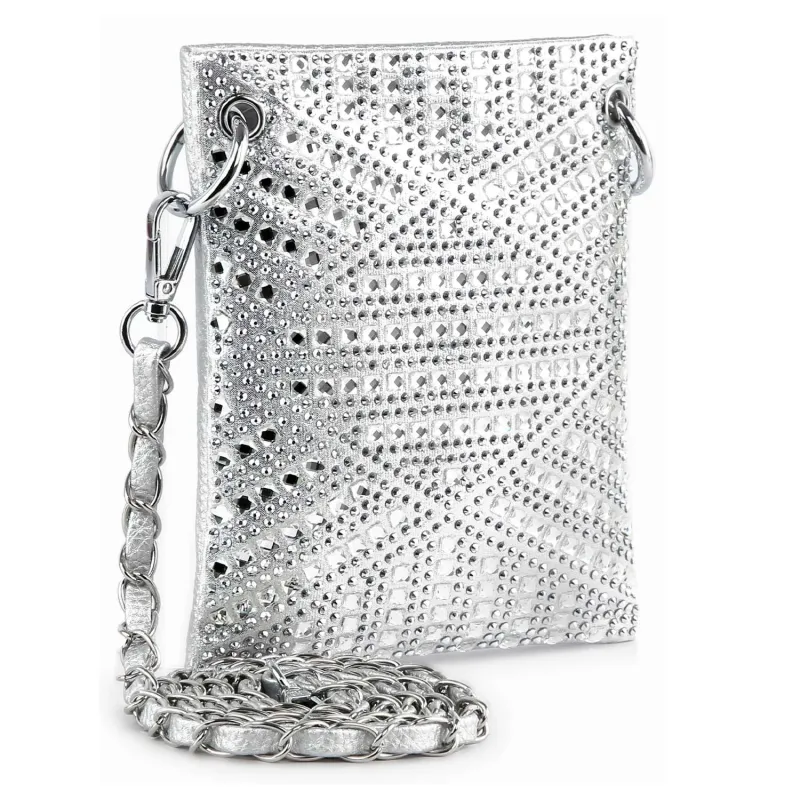Rhinestone Covered Petite Crossbody Sling by Handbag Factory made by Deluxxie