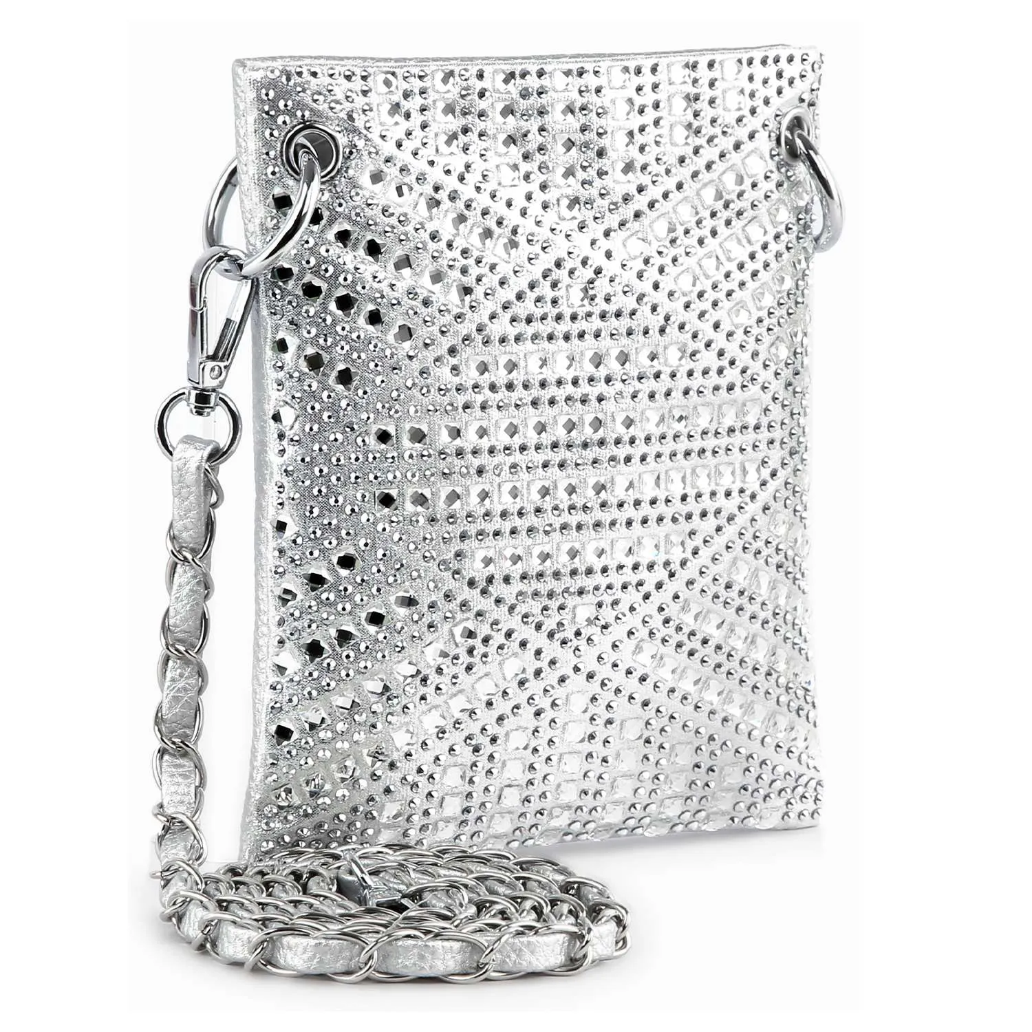 Rhinestone Covered Petite Crossbody Sling by Handbag Factory sold by Deluxxie