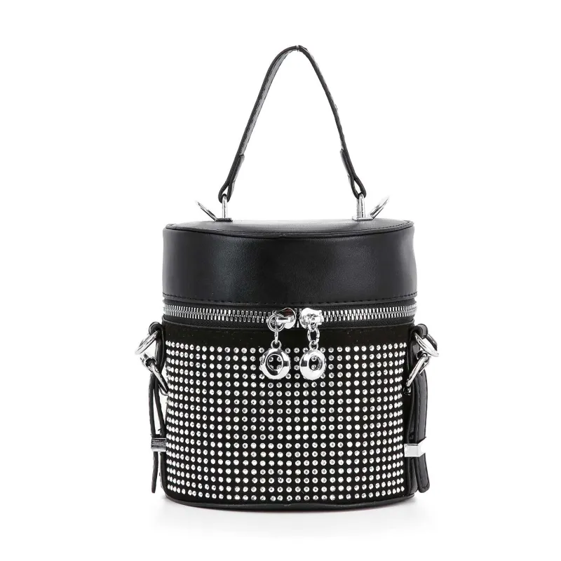 Petite Rhinestone Cylindrical Evening Bag by Handbag Factory sold by Deluxxie