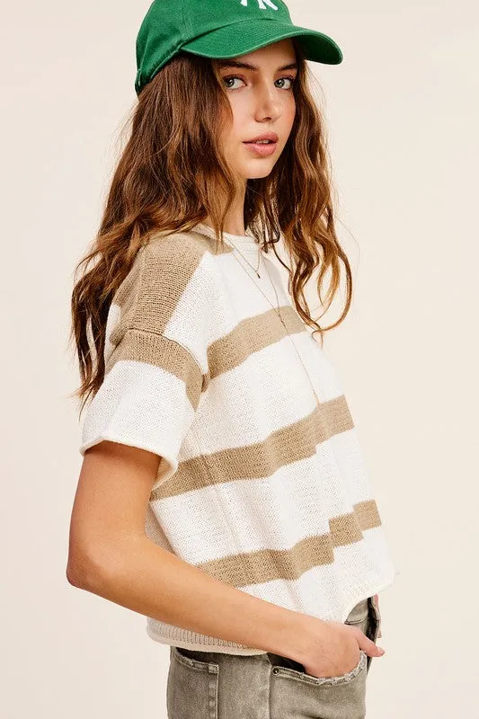 Lightweight Stripe Sweater Short Sleeve Top sold by Deluxxie product image thumbnail 4