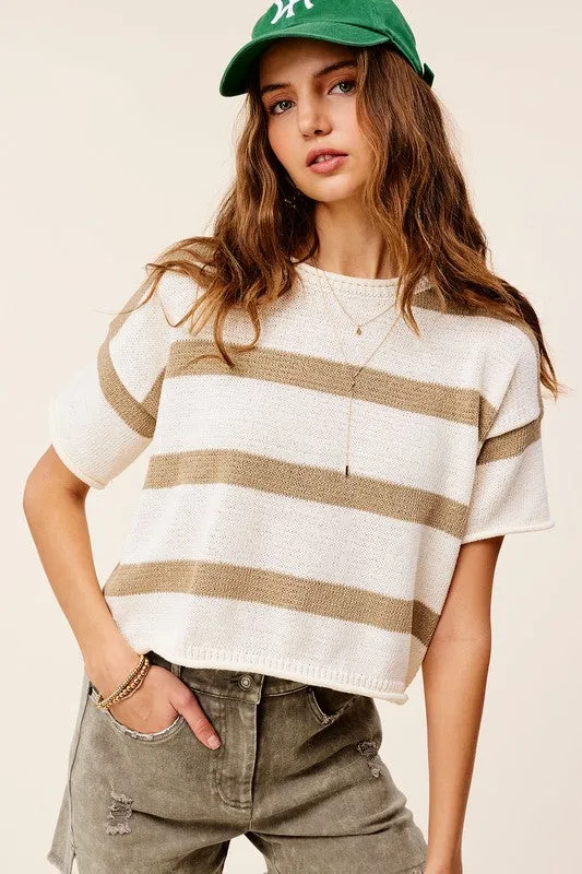 Lightweight Stripe Sweater Short Sleeve Top sold by Deluxxie product image thumbnail 3