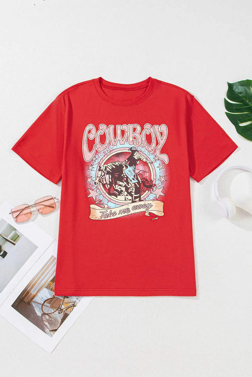 Tomato Red COWBOY Vintage Graphic Loose Tee sold by Deluxxie product image thumbnail 5