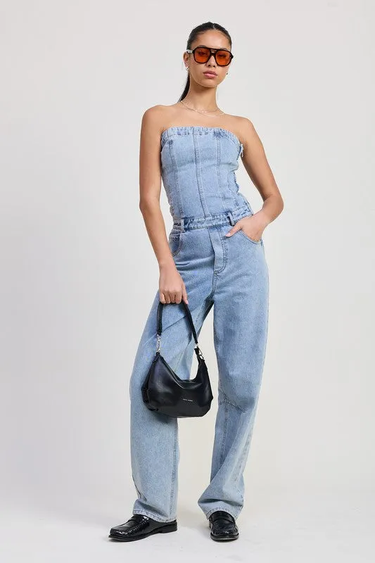 STRAPLESS DENIM JUMPSUIT sold by Deluxxie product image thumbnail 5