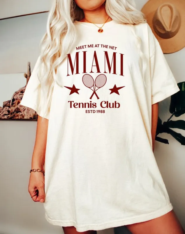 Miami Tennis Club Comfort Color Graphic Tee made by Deluxxie