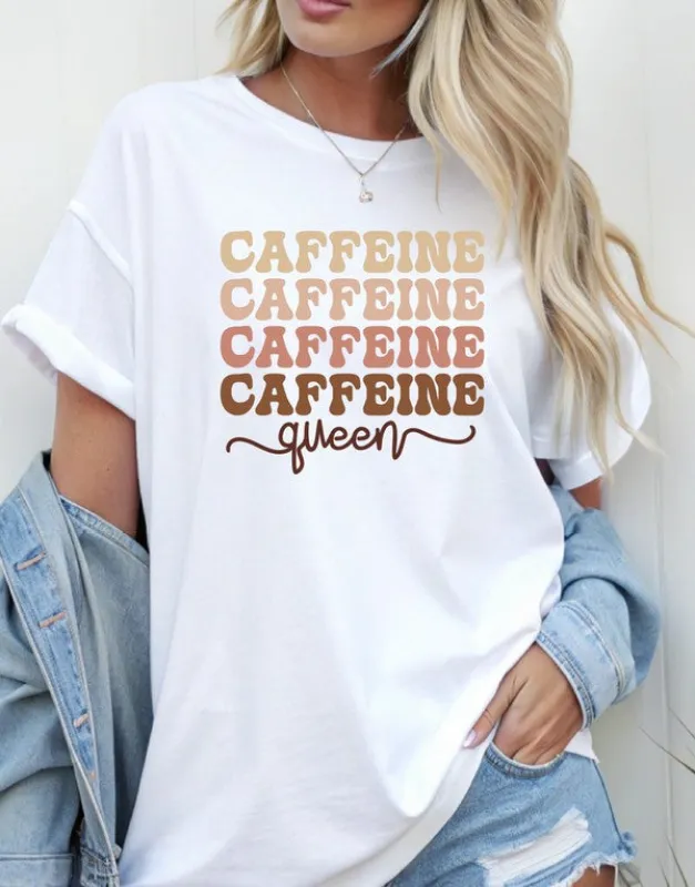 Caffeine Queen Coffee Graphic Tee sold by Deluxxie