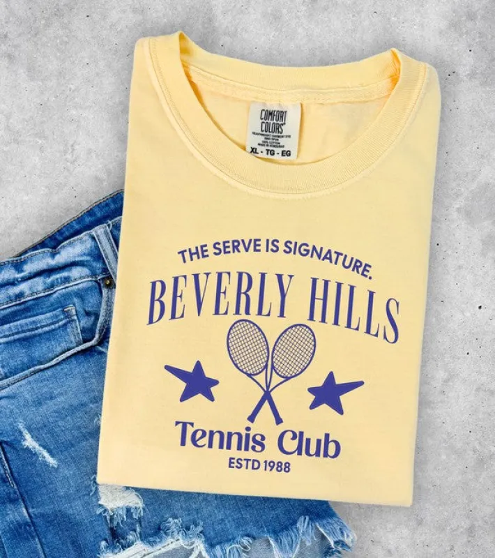Beverly Hills Tennis Club Comfort Color Tee sold by Deluxxie