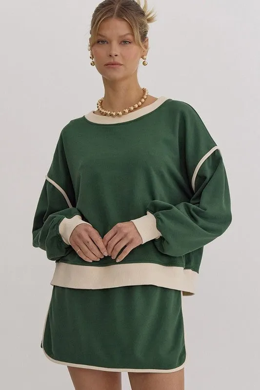 Color Loose Pullover and Lace-up Waist Skort Set sold by Deluxxie product image thumbnail 2
