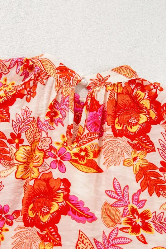 Floral Print Pearl Button Long Puff Sleeve Blouse sold by Deluxxie product image thumbnail 4