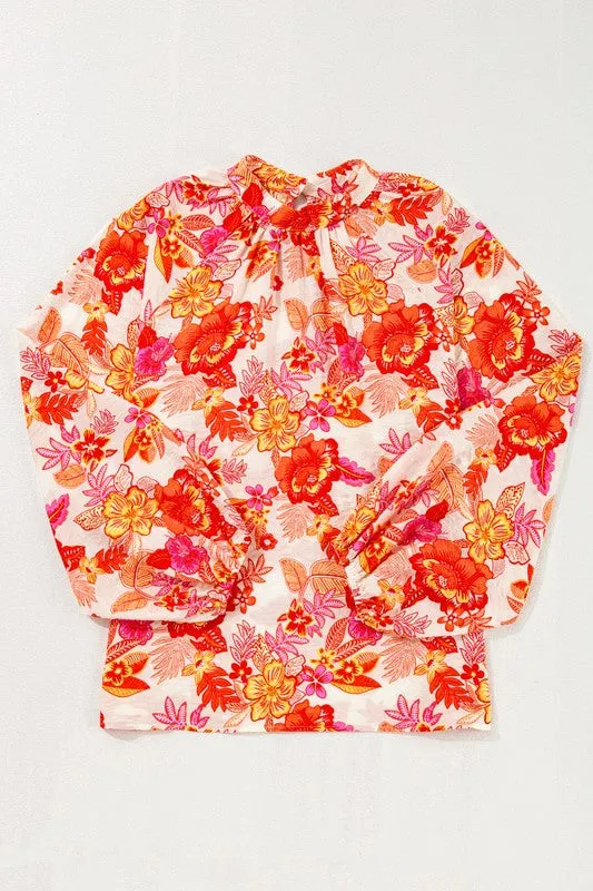 Floral Print Pearl Button Long Puff Sleeve Blouse sold by Deluxxie product image thumbnail 5