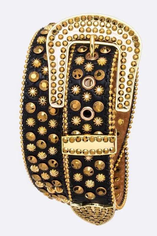Mix Studs Crystal Western Belt sold by Deluxxie