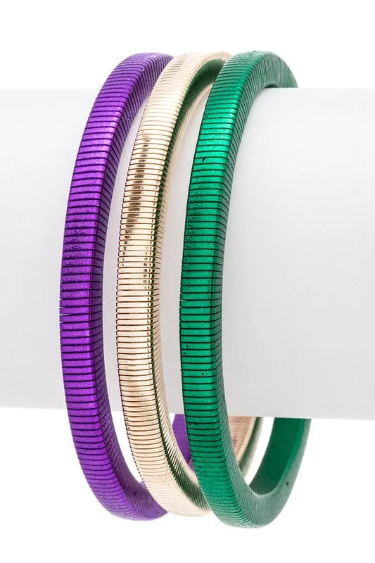 Mardi Gras 3 In 1 Stretchy Bracelet Set sold by Deluxxie