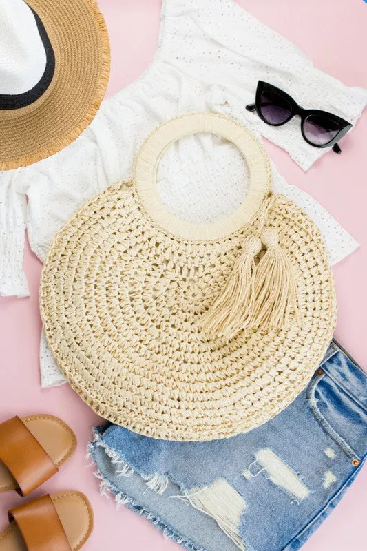 Straw Tassel O-Ring Tote sold by Deluxxie product image thumbnail 4