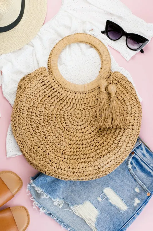 Straw Tassel O-Ring Tote sold by Deluxxie product image thumbnail 2
