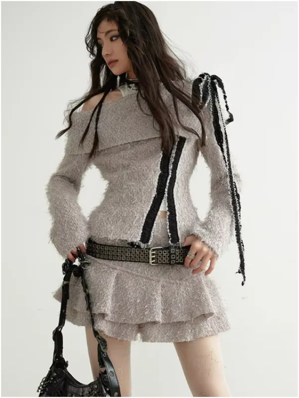 Custey Open Shoulder Ribbon Jacket by Marigold Shadows made by Deluxxie