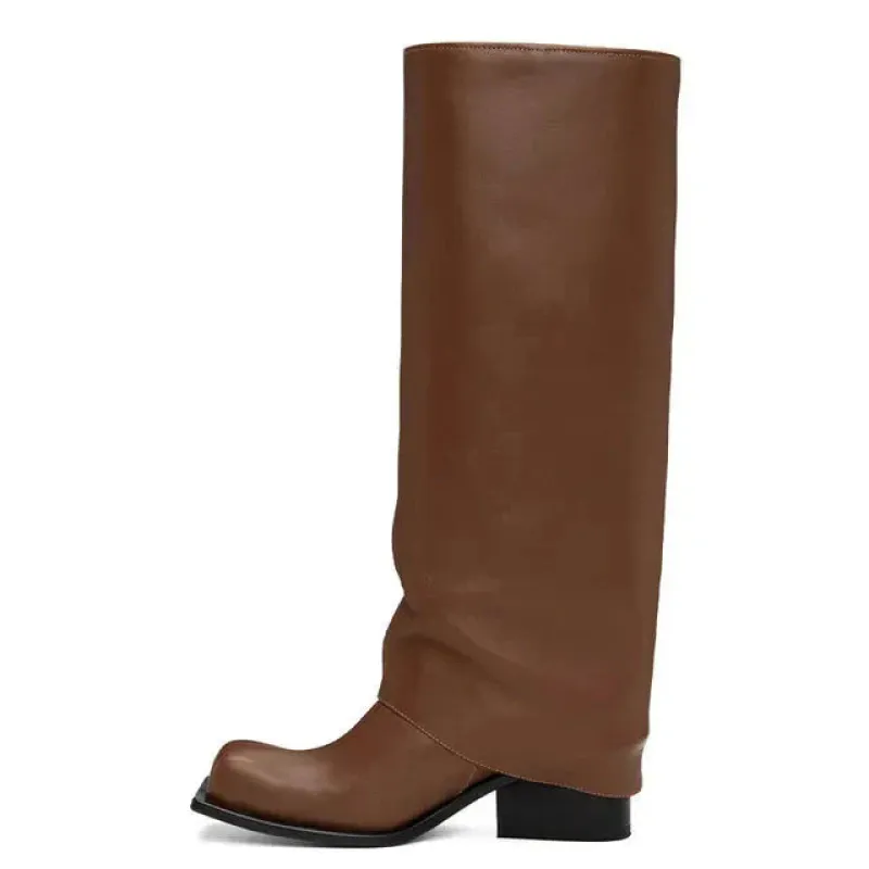 Baddie Barrel Boot - Brown by Marigold Shadows sold by Deluxxie