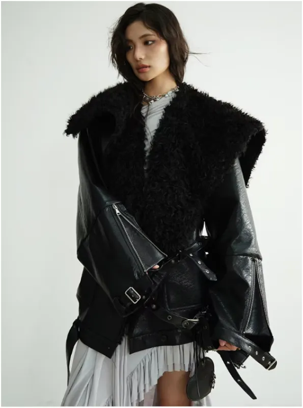 Pumaba Fuzz Motorcycle Jacket by Marigold Shadows sold by Deluxxie