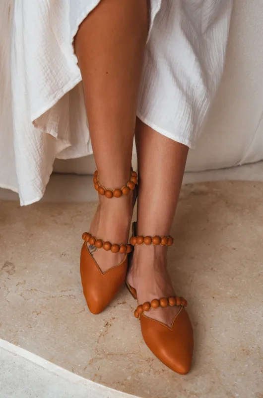 Carmella Pointy Toe Leather Flats by Bali ELF sold by Deluxxie