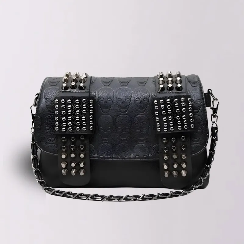 Black Skull Rivet Bag by The Cursed Closet sold by Deluxxie