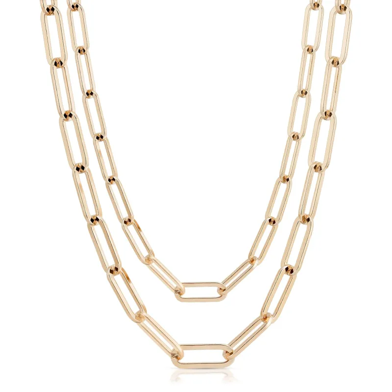 Double Large Elongated Link Chain Necklace by eklexic sold by Deluxxie