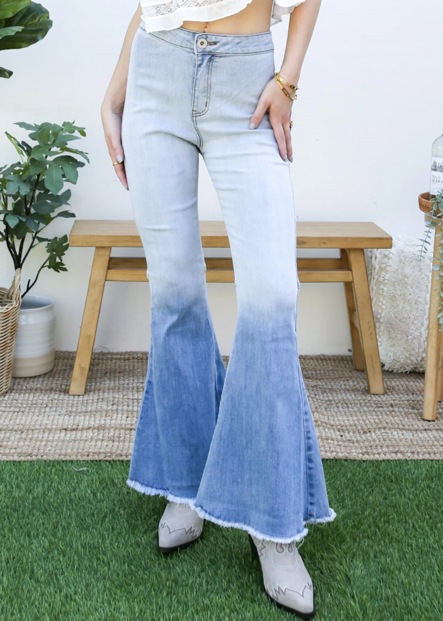 Bell Bottom High Waist Denim Jeans by Anna-Kaci sold by Deluxxie