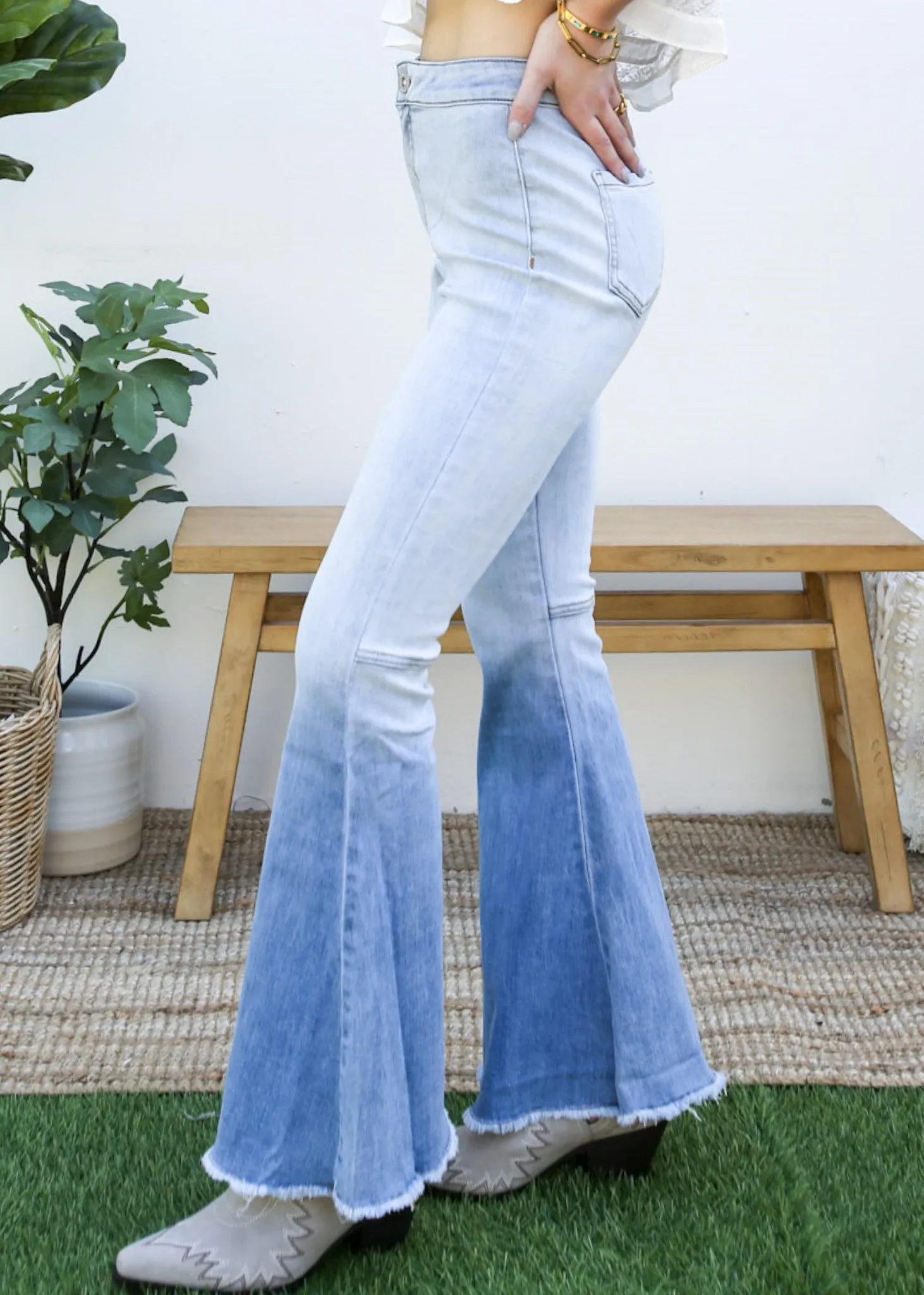 Bell Bottom High Waist Denim Jeans by Anna-Kaci sold by Deluxxie product image thumbnail 4